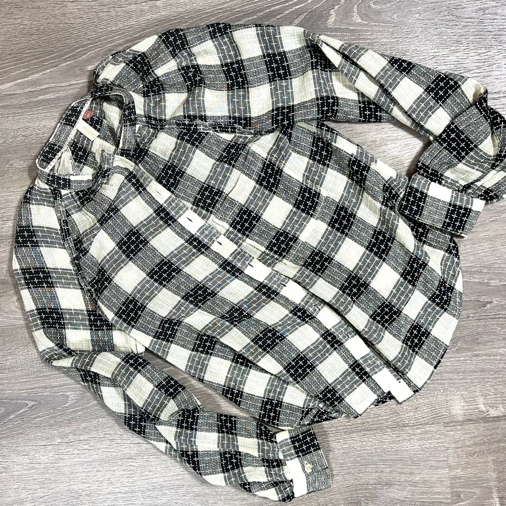 Anthropologie Pilcro breezy plaid wool blend button up